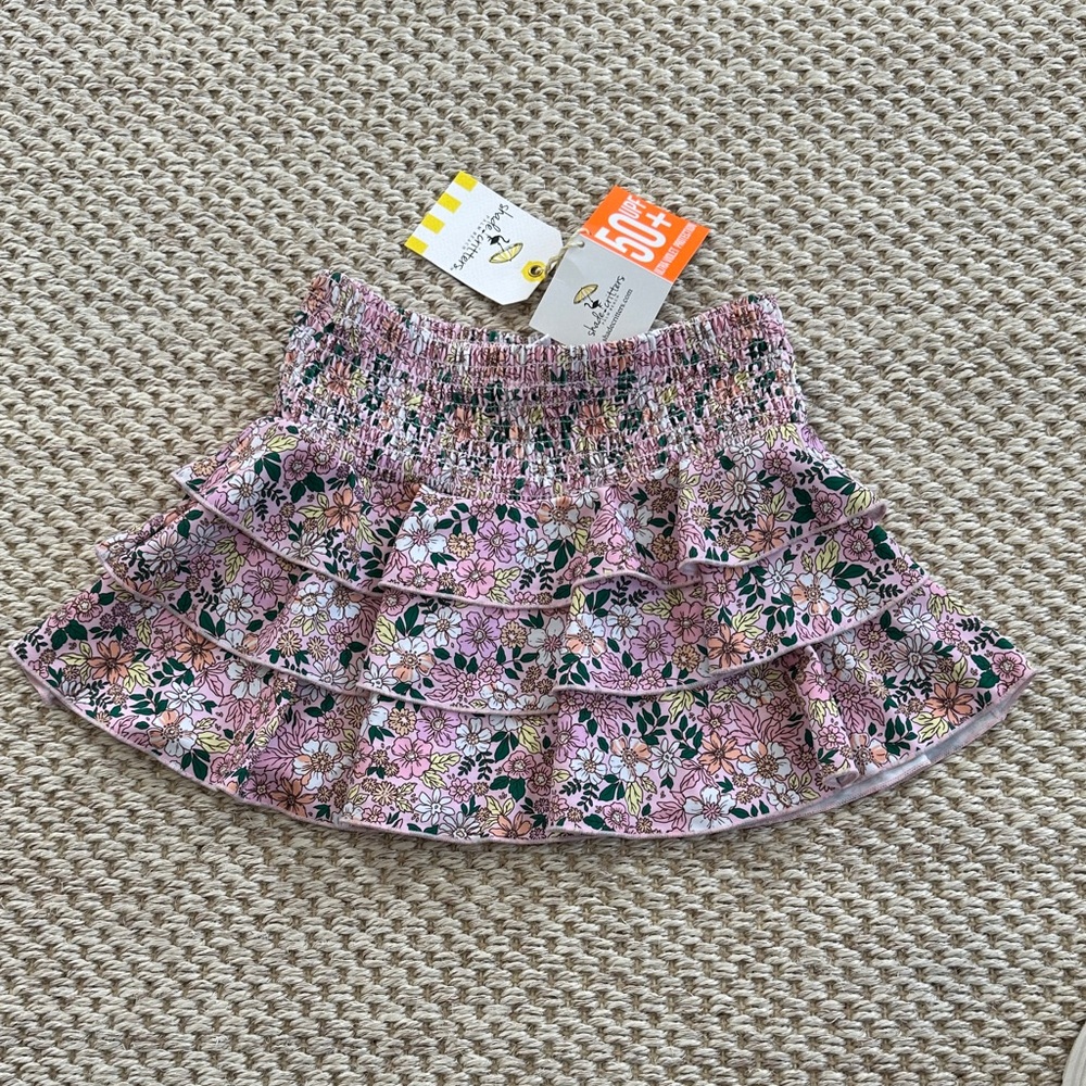 Shade Critters Pink Floral Tiered, Swim Skirt